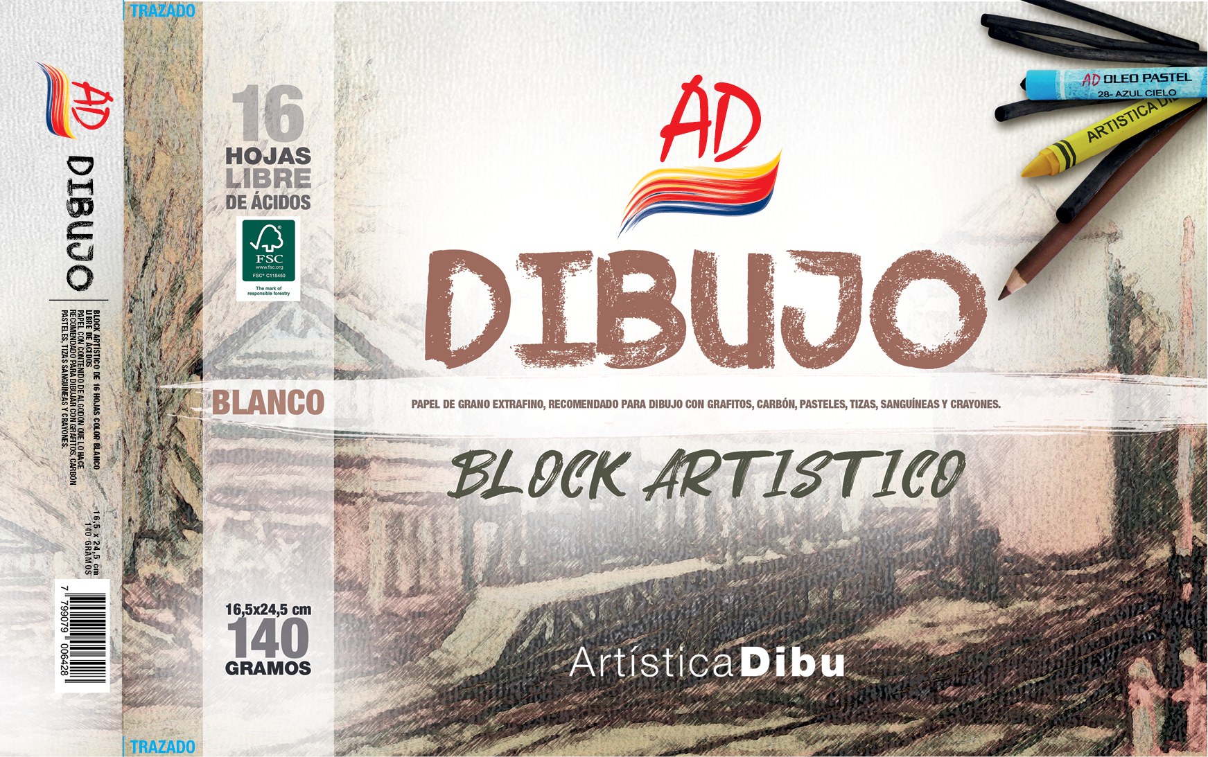 BLOCK DIBUJO BLANCO 140G. - 16,5*24,5