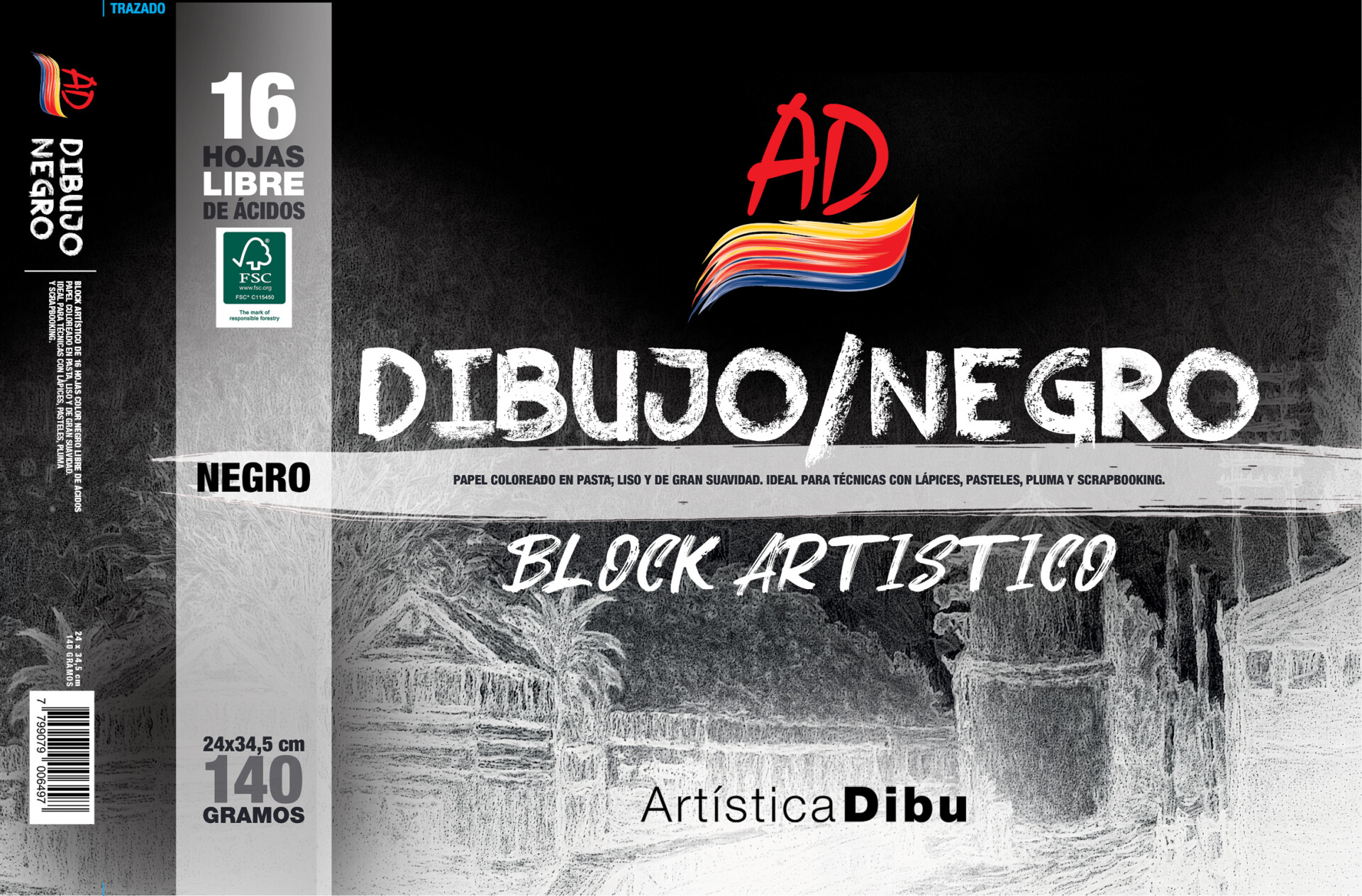 BLOCK DIBUJO NEGRO 140G. - 24*34,5